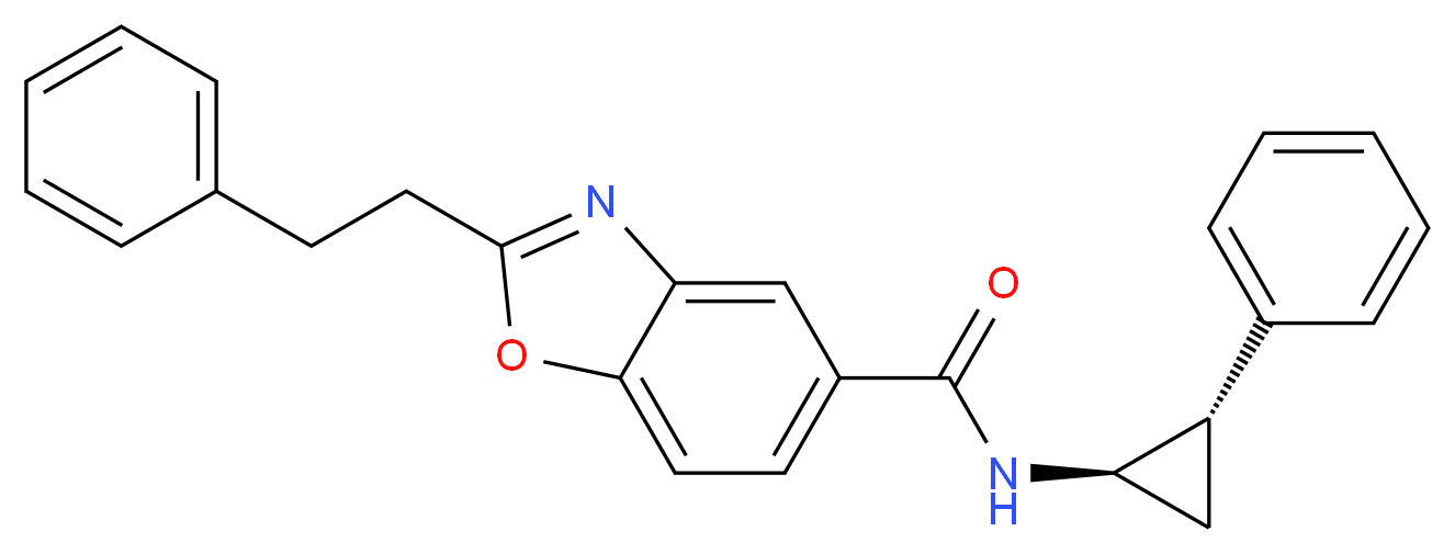 N-[(1R*,2S*)-2-phenylcyclopropyl]-2-(2-phenylethyl)-1,3-benzoxazole-5-carboxamide_分子结构_CAS_)