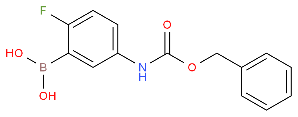 (5-(((Benzyloxy)carbonyl)amino)-2-fluorophenyl)boronic acid_分子结构_CAS_874290-58-1)