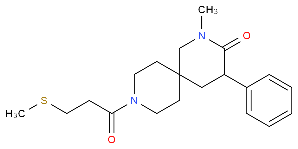 2-methyl-9-[3-(methylthio)propanoyl]-4-phenyl-2,9-diazaspiro[5.5]undecan-3-one_分子结构_CAS_)