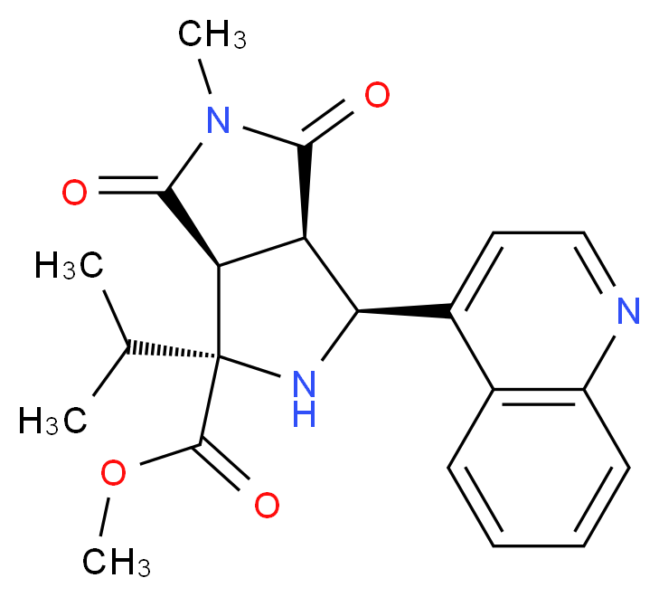 methyl (1R*,3S*,3aR*,6aS*)-1-isopropyl-5-methyl-4,6-dioxo-3-quinolin-4-yloctahydropyrrolo[3,4-c]pyrrole-1-carboxylate_分子结构_CAS_)