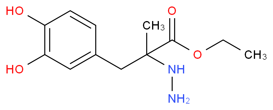 ethyl 3-(3,4-dihydroxyphenyl)-2-hydrazinyl-2-methylpropanoate_分子结构_CAS_91908-71-3