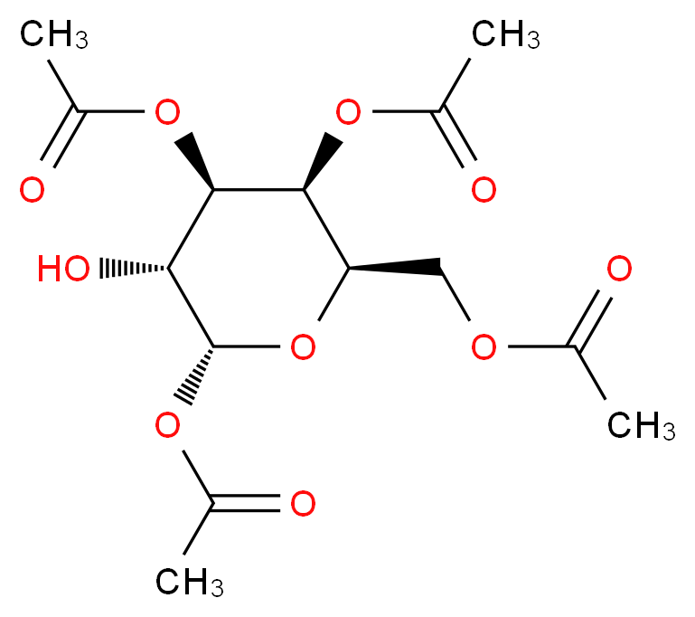 [(2R,3S,4R,5R,6R)-3,4,6-tris(acetyloxy)-5-hydroxyoxan-2-yl]methyl acetate_分子结构_CAS_56822-34-5