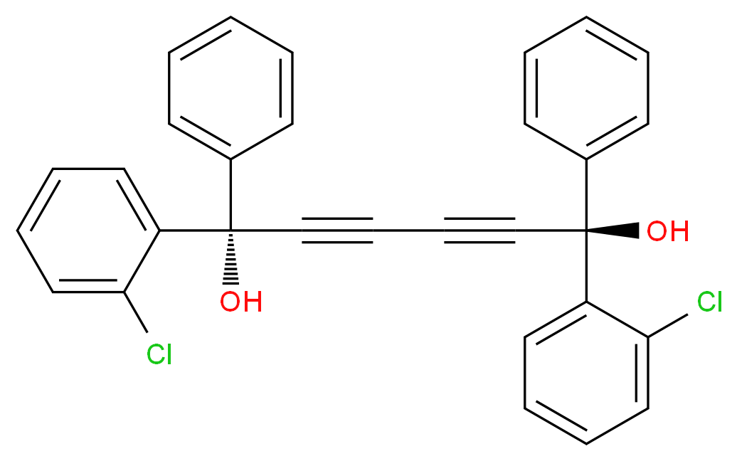 (1R,6R)-1,6-bis(2-chlorophenyl)-1,6-diphenylhexa-2,4-diyne-1,6-diol_分子结构_CAS_96158-84-8