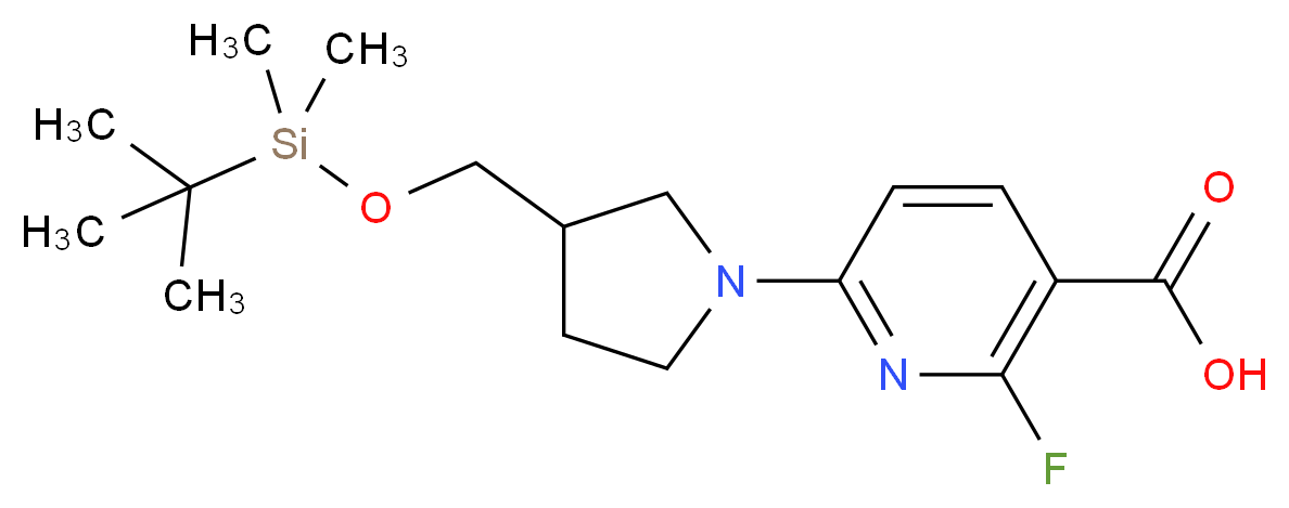 6-(3-((tert-Butyldimethylsilyloxy)methyl)pyrrolidin-1-yl)-2-fluoronicotinic acid_分子结构_CAS_1228666-21-4)