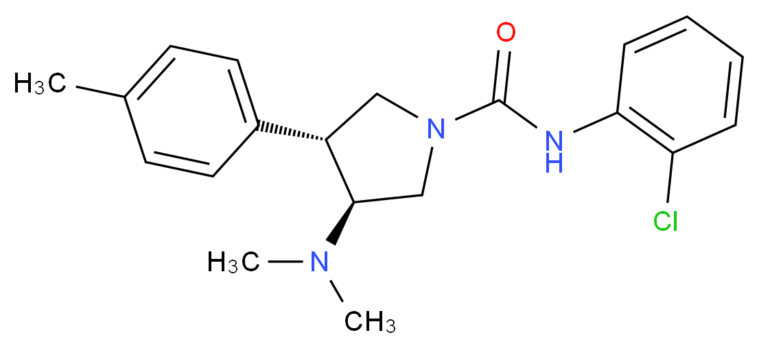 (3S*,4R*)-N-(2-chlorophenyl)-3-(dimethylamino)-4-(4-methylphenyl)pyrrolidine-1-carboxamide_分子结构_CAS_)