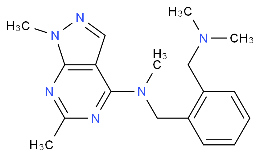 N-{2-[(dimethylamino)methyl]benzyl}-N,1,6-trimethyl-1H-pyrazolo[3,4-d]pyrimidin-4-amine_分子结构_CAS_)