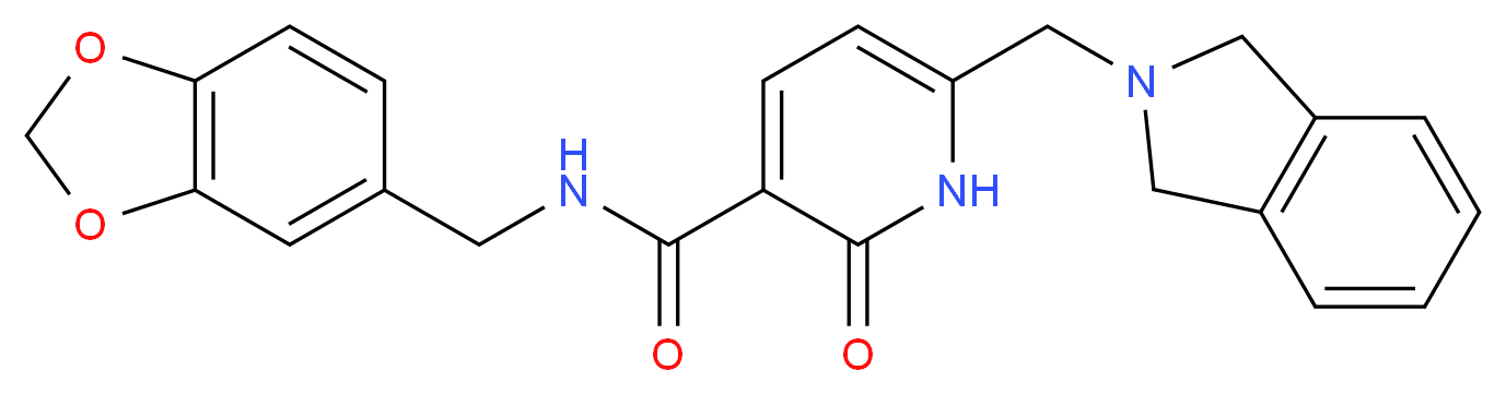 N-(1,3-benzodioxol-5-ylmethyl)-6-(1,3-dihydro-2H-isoindol-2-ylmethyl)-2-oxo-1,2-dihydropyridine-3-carboxamide_分子结构_CAS_)