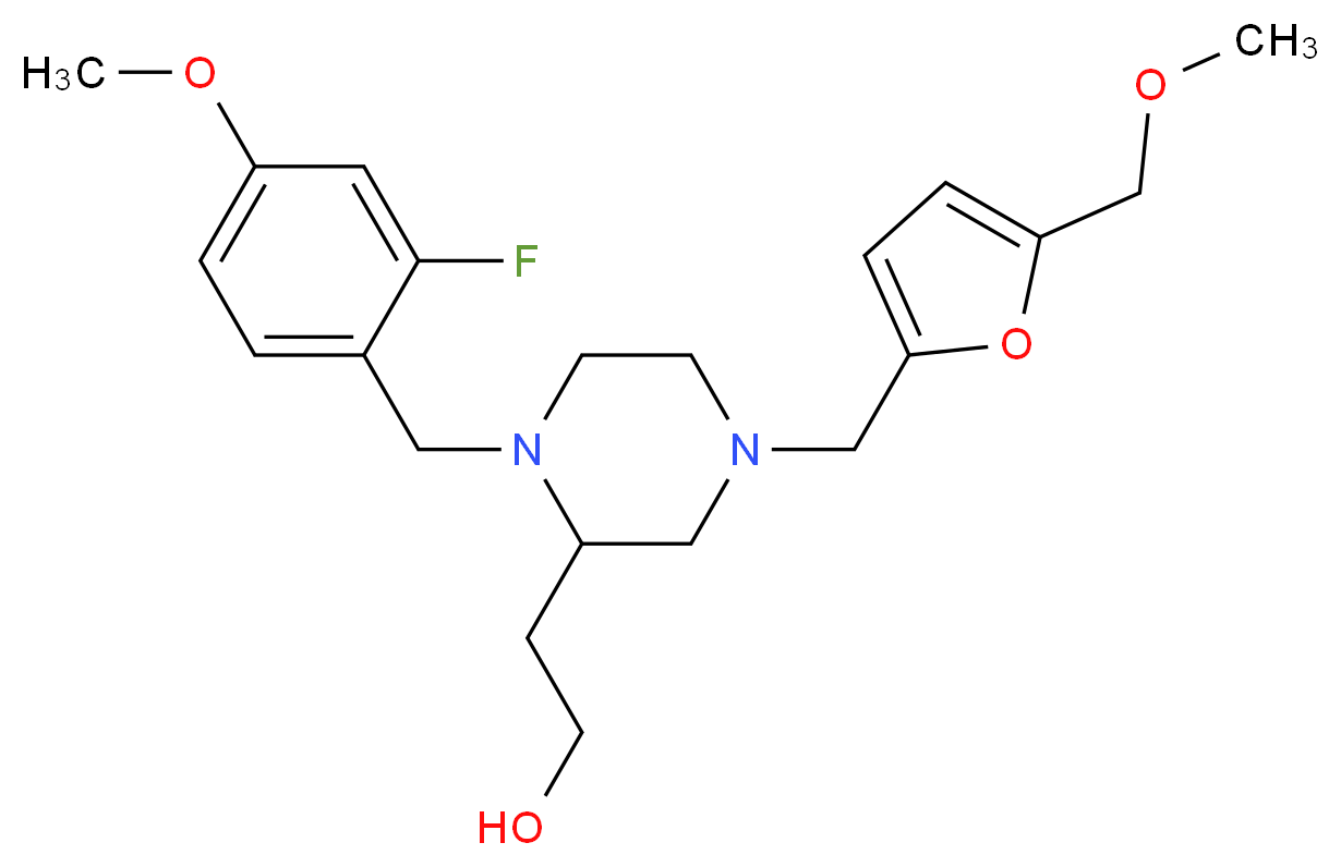 2-(1-(2-fluoro-4-methoxybenzyl)-4-{[5-(methoxymethyl)-2-furyl]methyl}-2-piperazinyl)ethanol_分子结构_CAS_)
