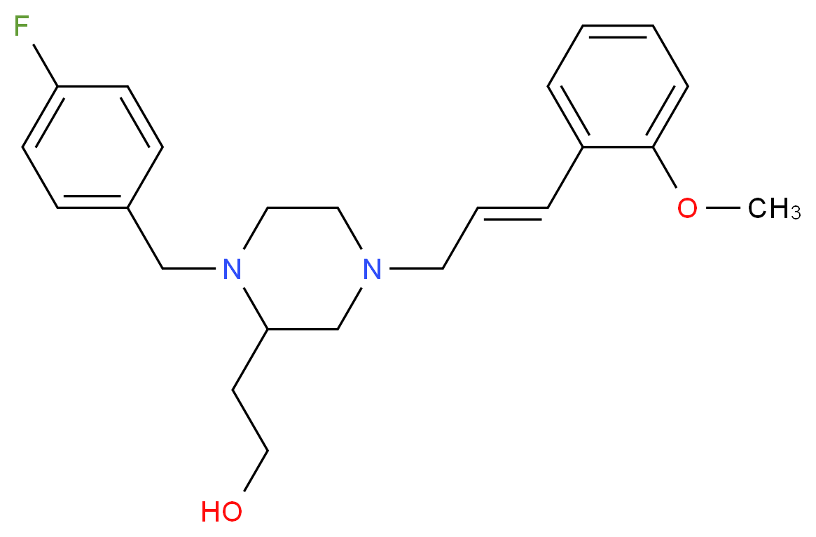 2-{1-(4-fluorobenzyl)-4-[(2E)-3-(2-methoxyphenyl)-2-propen-1-yl]-2-piperazinyl}ethanol_分子结构_CAS_)
