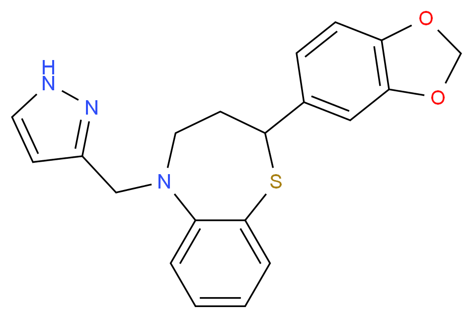 2-(1,3-benzodioxol-5-yl)-5-(1H-pyrazol-3-ylmethyl)-2,3,4,5-tetrahydro-1,5-benzothiazepine_分子结构_CAS_)