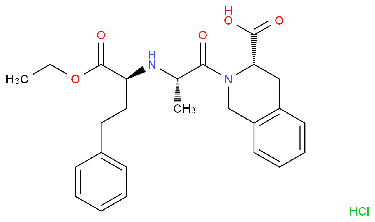 (3S)-2-[(2S)-2-{[(2S)-1-ethoxy-1-oxo-4-phenylbutan-2-yl]amino}propanoyl]-1,2,3,4-tetrahydroisoquinoline-3-carboxylic acid hydrochloride_分子结构_CAS_82586-55-8