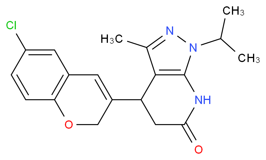 4-(6-chloro-2H-chromen-3-yl)-1-isopropyl-3-methyl-1,4,5,7-tetrahydro-6H-pyrazolo[3,4-b]pyridin-6-one_分子结构_CAS_)