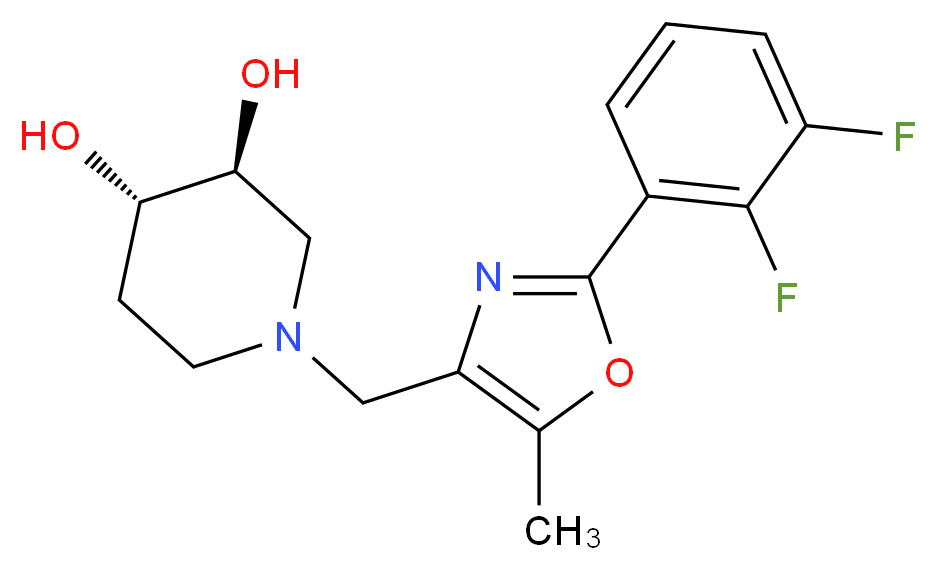 (3S*,4S*)-1-{[2-(2,3-difluorophenyl)-5-methyl-1,3-oxazol-4-yl]methyl}piperidine-3,4-diol_分子结构_CAS_)