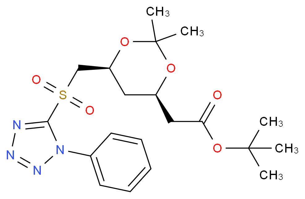 tert-butyl 2-[(4R,6S)-2,2-dimethyl-6-{[(1-phenyl-1H-1,2,3,4-tetrazol-5-yl)sulfonyl]methyl}-1,3-dioxan-4-yl]acetate_分子结构_CAS_380460-37-7