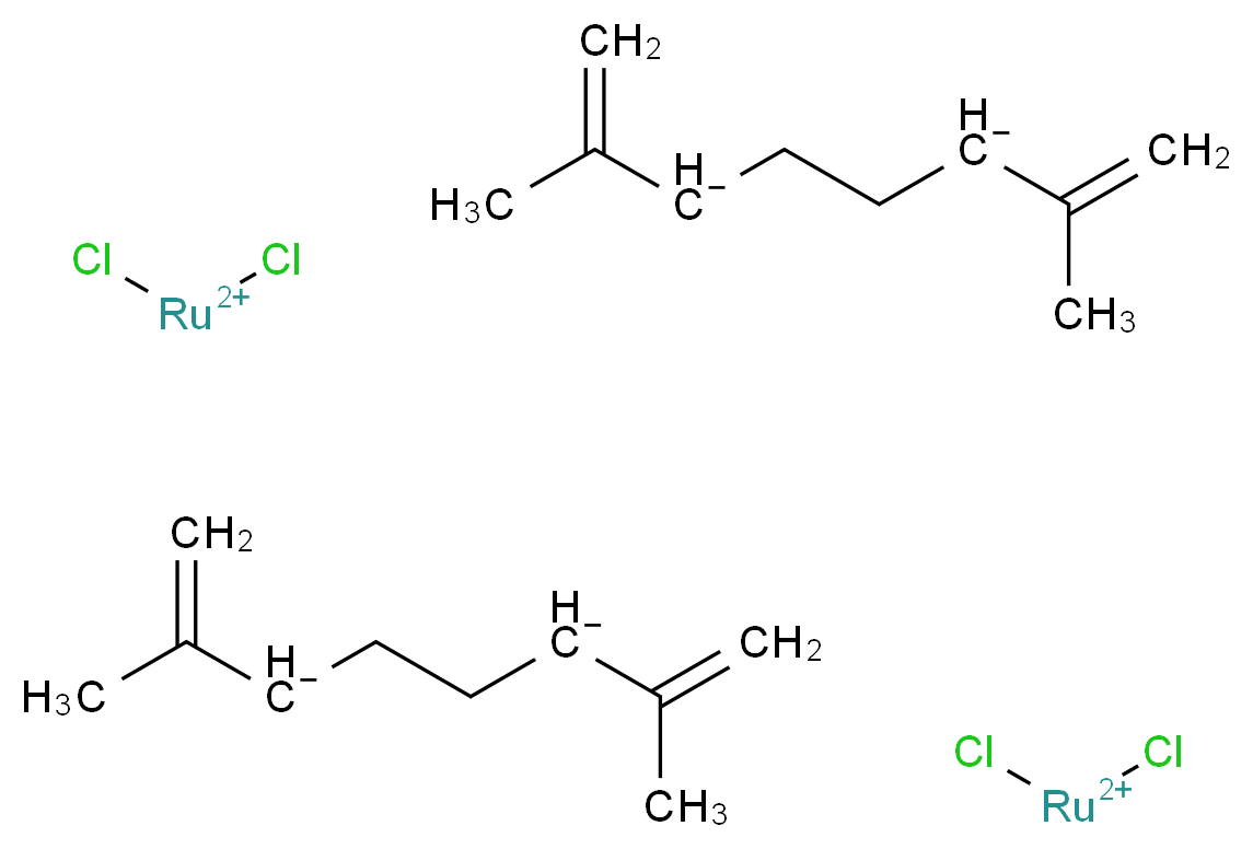 二氯双-μ-氯双[(1,2,3,6,7,8-η-2,7-二甲基-2,6-辛二烯-1,8-二基]二钌(IV)_分子结构_CAS_34801-97-3)