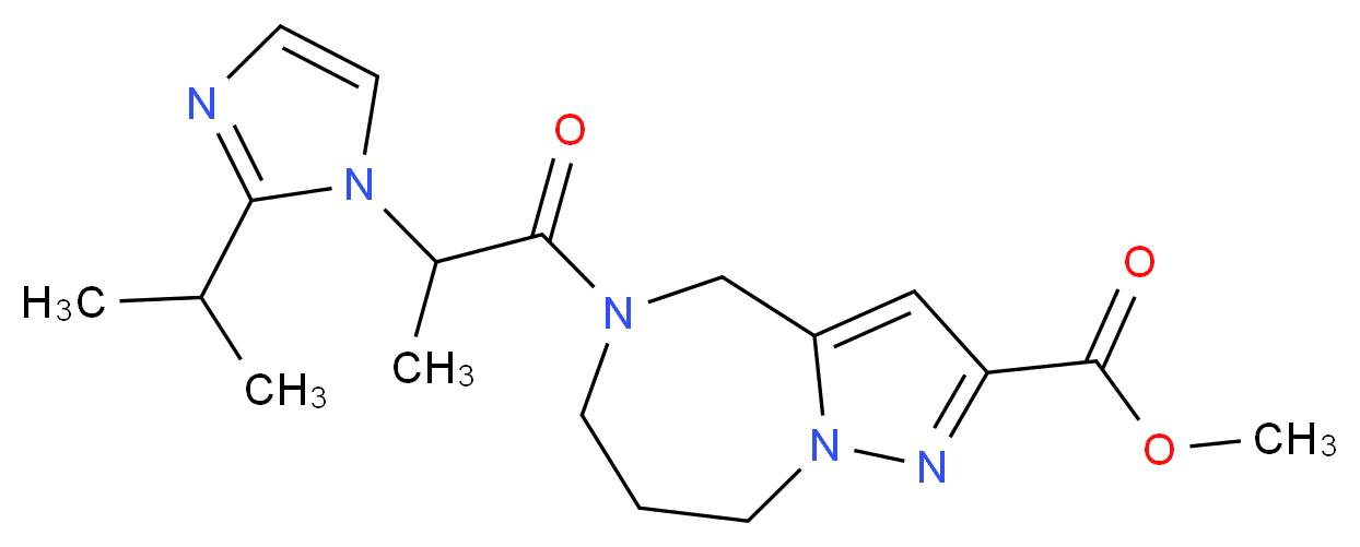 methyl 5-[2-(2-isopropyl-1H-imidazol-1-yl)propanoyl]-5,6,7,8-tetrahydro-4H-pyrazolo[1,5-a][1,4]diazepine-2-carboxylate_分子结构_CAS_)