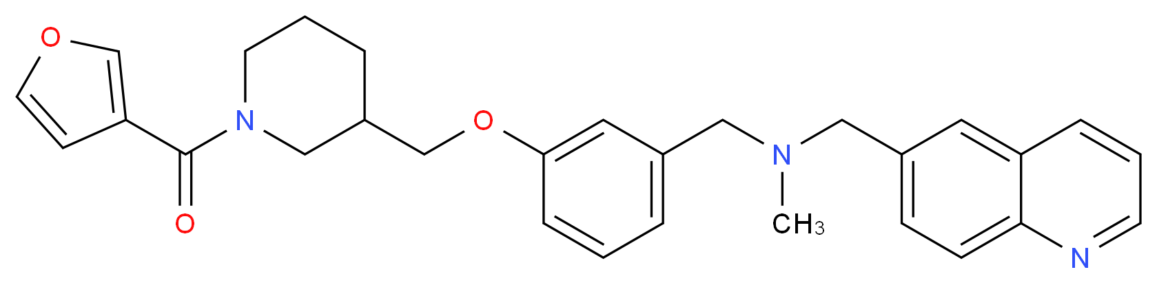 (3-{[1-(3-furoyl)-3-piperidinyl]methoxy}benzyl)methyl(6-quinolinylmethyl)amine_分子结构_CAS_)