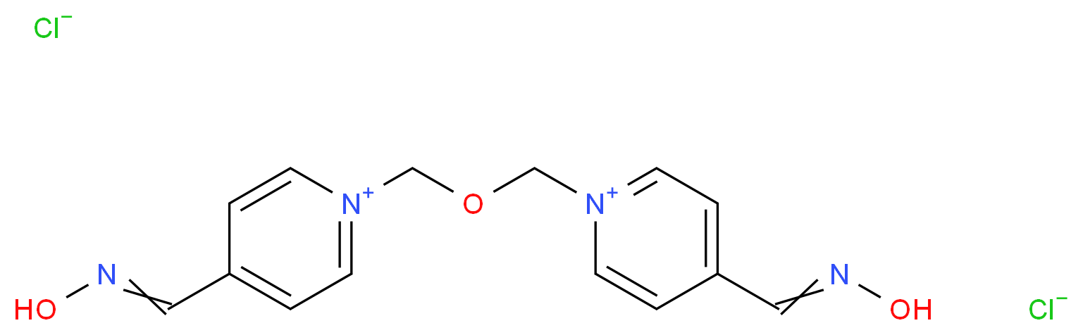 4-[(1E)-(hydroxyimino)methyl]-1-[({4-[(1E)-(hydroxyimino)methyl]pyridin-1-ium-1-yl}methoxy)methyl]pyridin-1-ium dichloride_分子结构_CAS_114-90-9