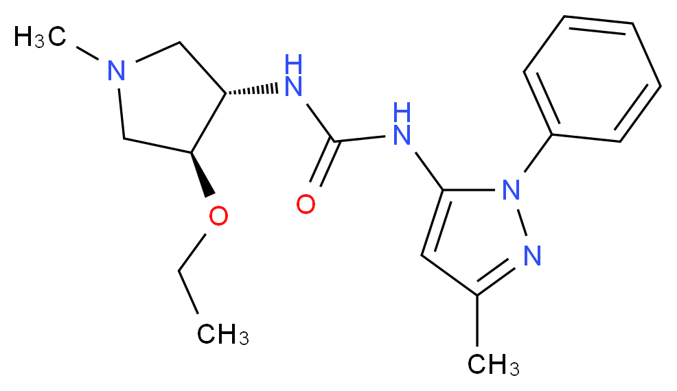 N-[(3S*,4S*)-4-ethoxy-1-methylpyrrolidin-3-yl]-N'-(3-methyl-1-phenyl-1H-pyrazol-5-yl)urea_分子结构_CAS_)