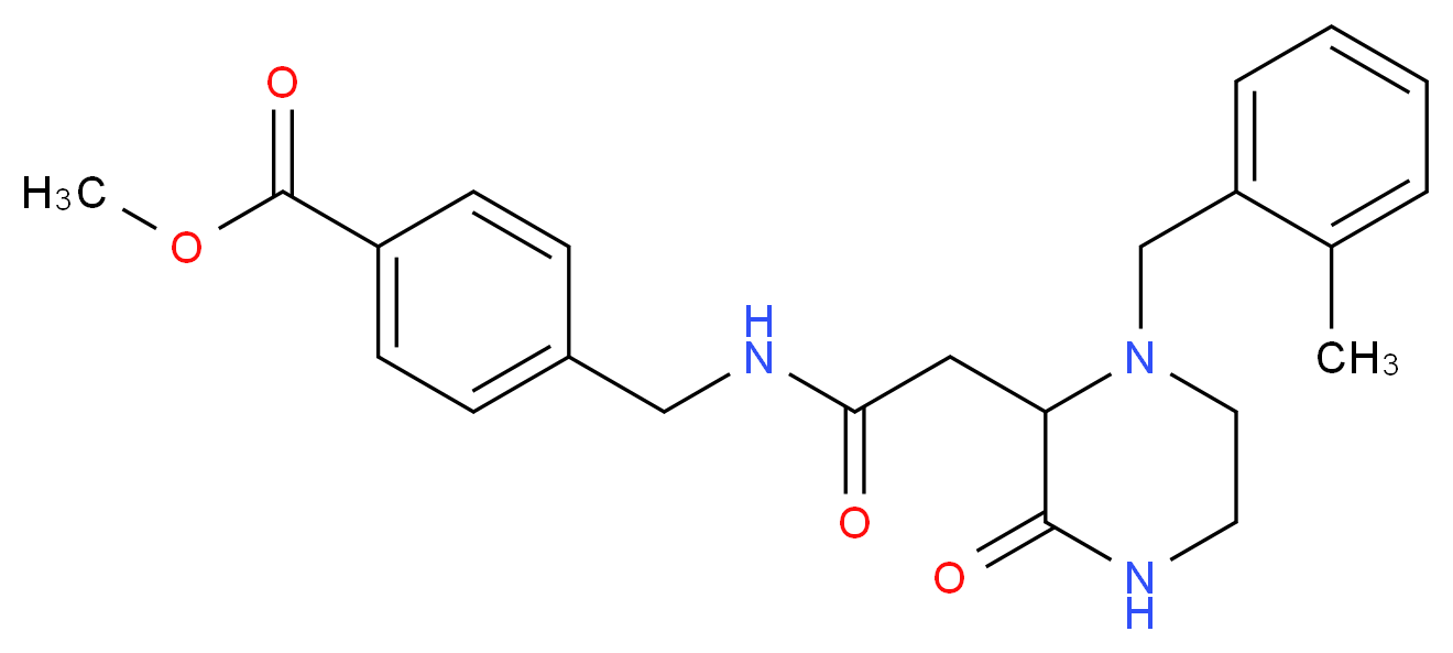 methyl 4-[({[1-(2-methylbenzyl)-3-oxo-2-piperazinyl]acetyl}amino)methyl]benzoate_分子结构_CAS_)