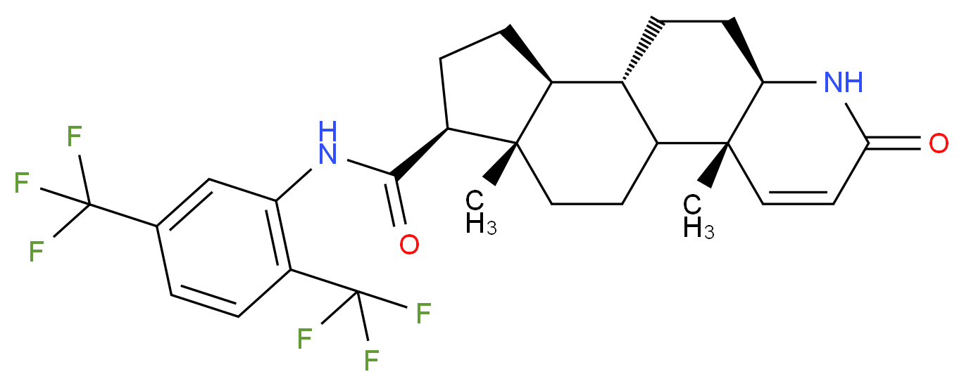 (2R,7R,10S,11S,14S,15S)-N-[2,5-bis(trifluoromethyl)phenyl]-2,15-dimethyl-5-oxo-6-azatetracyclo[8.7.0.0^{2,7}.0^{11,15}]heptadec-3-ene-14-carboxamide_分子结构_CAS_164656-23-9