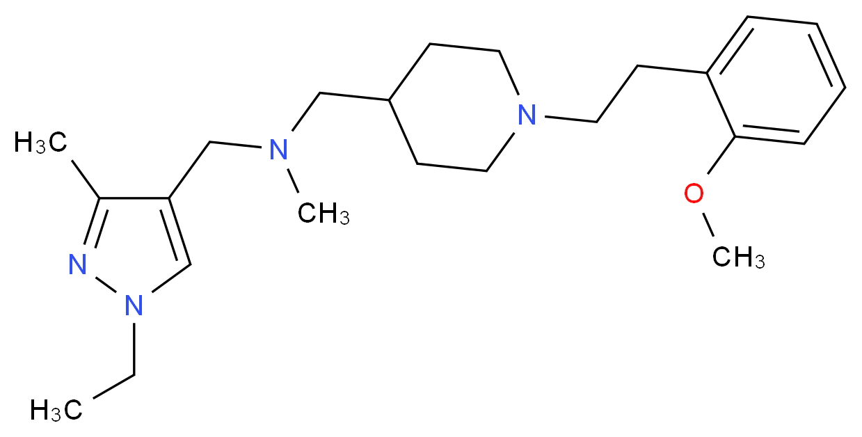 1-(1-ethyl-3-methyl-1H-pyrazol-4-yl)-N-({1-[2-(2-methoxyphenyl)ethyl]-4-piperidinyl}methyl)-N-methylmethanamine_分子结构_CAS_)