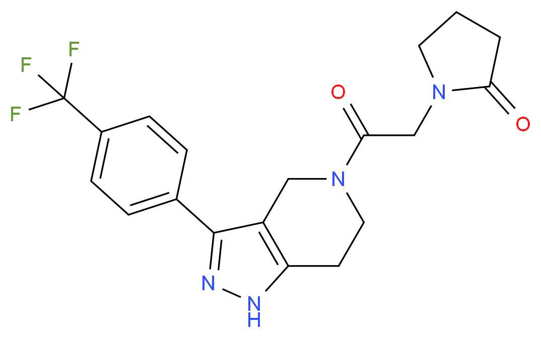 1-(2-oxo-2-{3-[4-(trifluoromethyl)phenyl]-1,4,6,7-tetrahydro-5H-pyrazolo[4,3-c]pyridin-5-yl}ethyl)-2-pyrrolidinone_分子结构_CAS_)