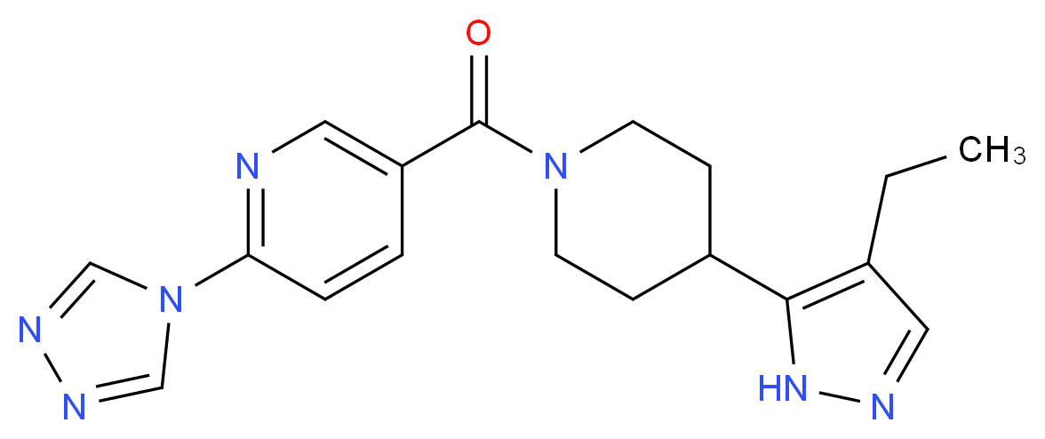 5-{[4-(4-ethyl-1H-pyrazol-5-yl)piperidin-1-yl]carbonyl}-2-(4H-1,2,4-triazol-4-yl)pyridine_分子结构_CAS_)