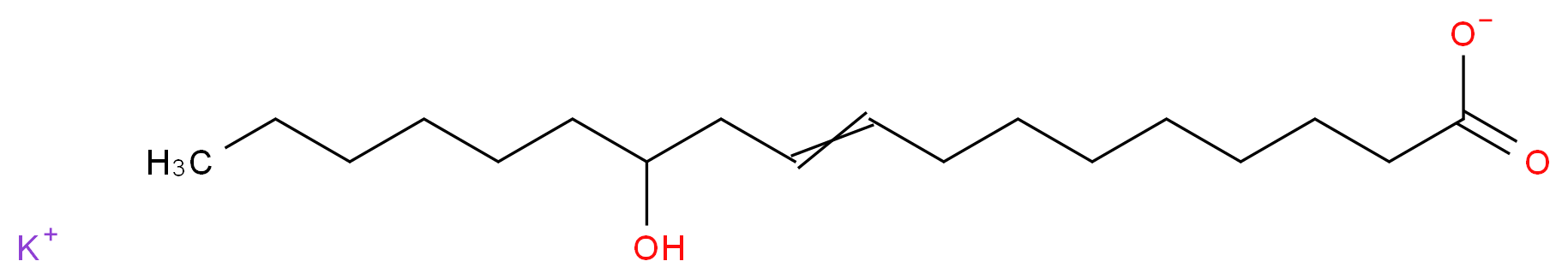 potassium 12-hydroxyoctadec-9-enoate_分子结构_CAS_7492-30-0