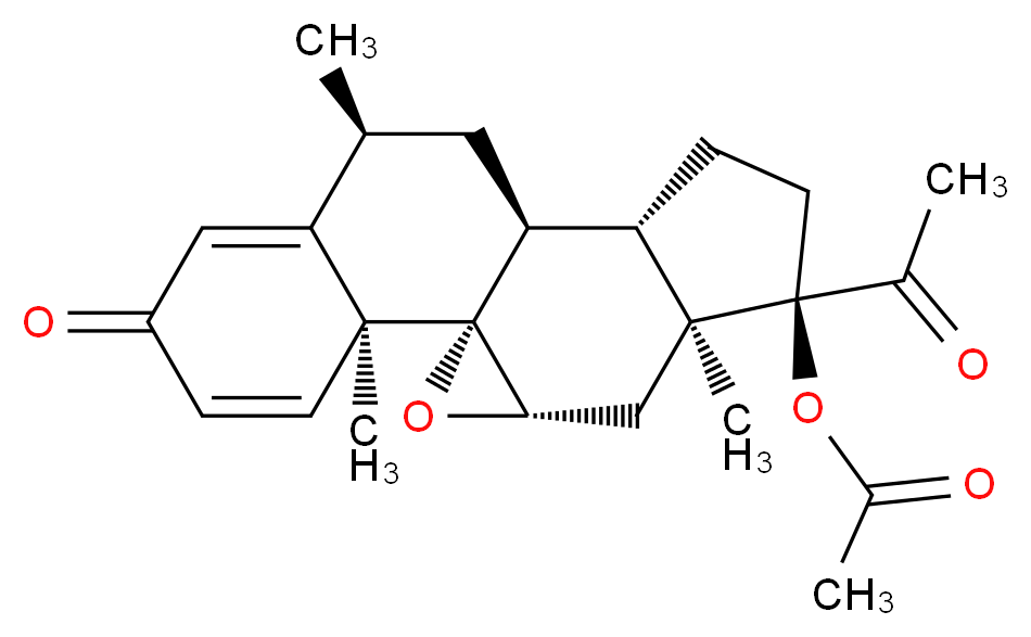 (1S,2S,8S,10S,11S,14R,15S,17S)-14-acetyl-2,8,15-trimethyl-5-oxo-18-oxapentacyclo[8.8.0.0<sup>1</sup>,<sup>1</sup><sup>7</sup>.0<sup>2</sup>,<sup>7</sup>.0<sup>1</sup><sup>1</sup>,<sup>1</sup><sup>5</sup>]octadeca-3,6-dien-14-yl acetate_分子结构_CAS_83873-17-0