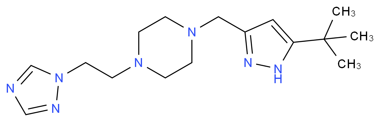1-[(5-tert-butyl-1H-pyrazol-3-yl)methyl]-4-[2-(1H-1,2,4-triazol-1-yl)ethyl]piperazine_分子结构_CAS_)
