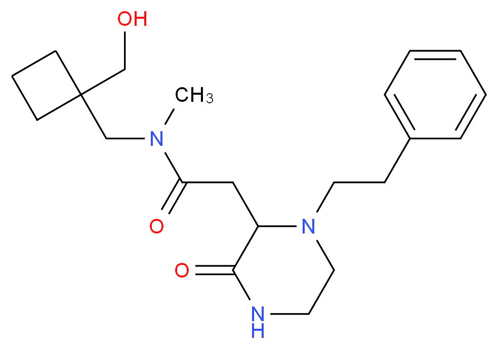 N-{[1-(hydroxymethyl)cyclobutyl]methyl}-N-methyl-2-[3-oxo-1-(2-phenylethyl)-2-piperazinyl]acetamide_分子结构_CAS_)
