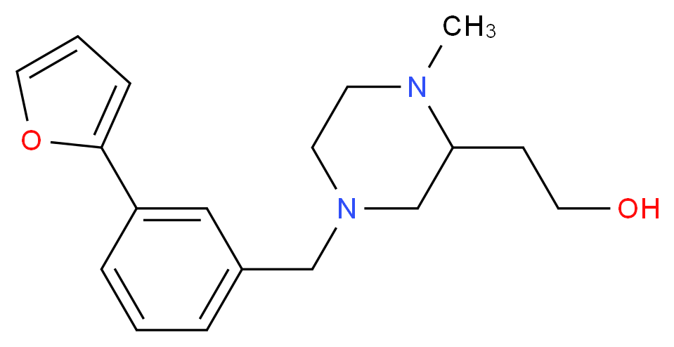 2-{4-[3-(2-furyl)benzyl]-1-methyl-2-piperazinyl}ethanol_分子结构_CAS_)