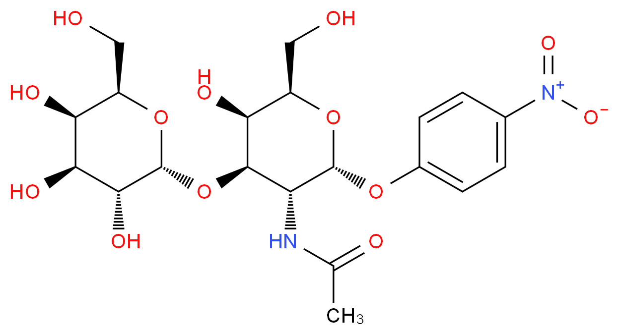 N-[(2R,3R,4R,5R,6R)-5-hydroxy-6-(hydroxymethyl)-2-(4-nitrophenoxy)-4-{[(2S,3R,4S,5R,6R)-3,4,5-trihydroxy-6-(hydroxymethyl)oxan-2-yl]oxy}oxan-3-yl]acetamide_分子结构_CAS_1144040-14-1