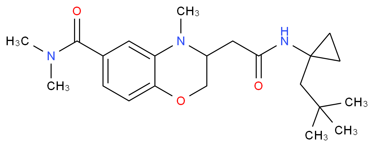 3-(2-{[1-(2,2-dimethylpropyl)cyclopropyl]amino}-2-oxoethyl)-N,N,4-trimethyl-3,4-dihydro-2H-1,4-benzoxazine-6-carboxamide_分子结构_CAS_)