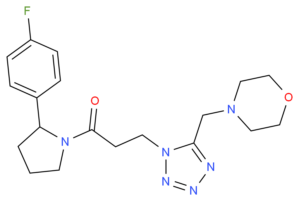4-[(1-{3-[2-(4-fluorophenyl)-1-pyrrolidinyl]-3-oxopropyl}-1H-tetrazol-5-yl)methyl]morpholine_分子结构_CAS_)