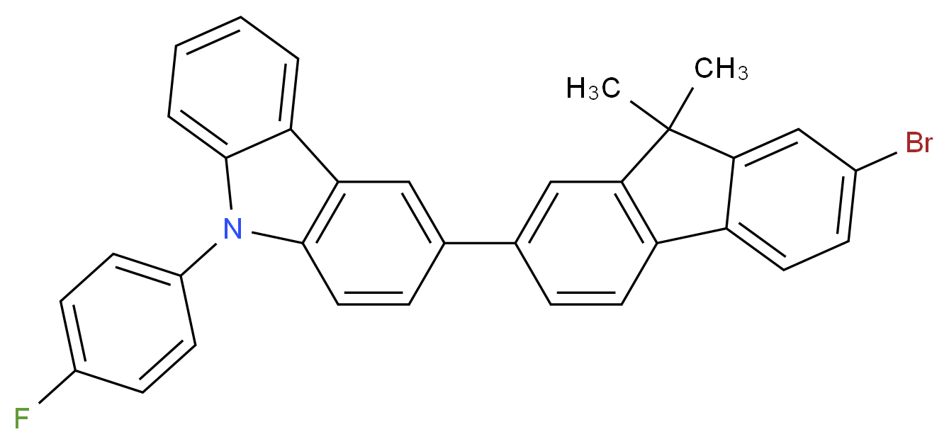 3-(7-bromo-9,9-dimethyl-9h-fluoren-2-yl)-9-(4-fluorophenyl)-9h-carbazole_分子结构_CAS_1207176-72-4)