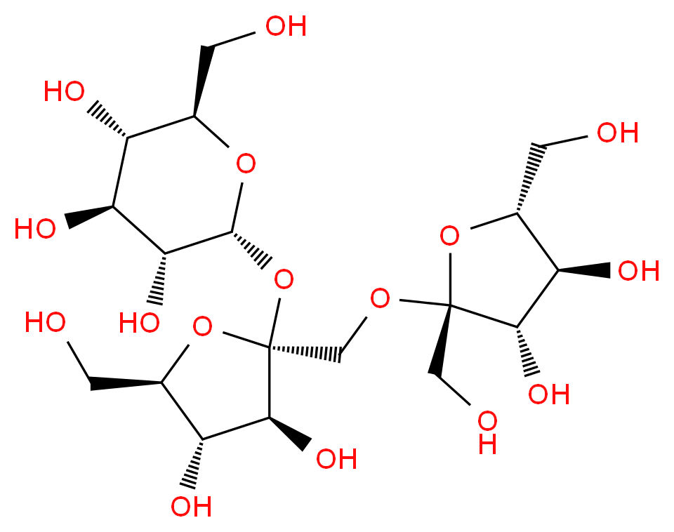 (2R,3R,4S,5S,6R)-2-{[(2S,3S,4S,5R)-2-({[(2R,3S,4S,5R)-3,4-dihydroxy-2,5-bis(hydroxymethyl)oxolan-2-yl]oxy}methyl)-3,4-dihydroxy-5-(hydroxymethyl)oxolan-2-yl]oxy}-6-(hydroxymethyl)oxane-3,4,5-triol_分子结构_CAS_470-69-9