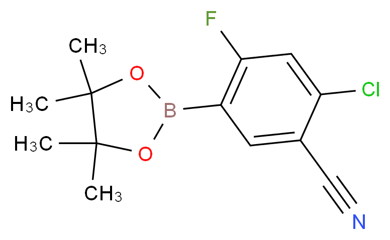 2-Chloro-4-fluoro-5-(4,4,5,5-tetramethyl-1,3,2-dioxaborolan-2-yl)benzonitrile_分子结构_CAS_1218790-13-6)