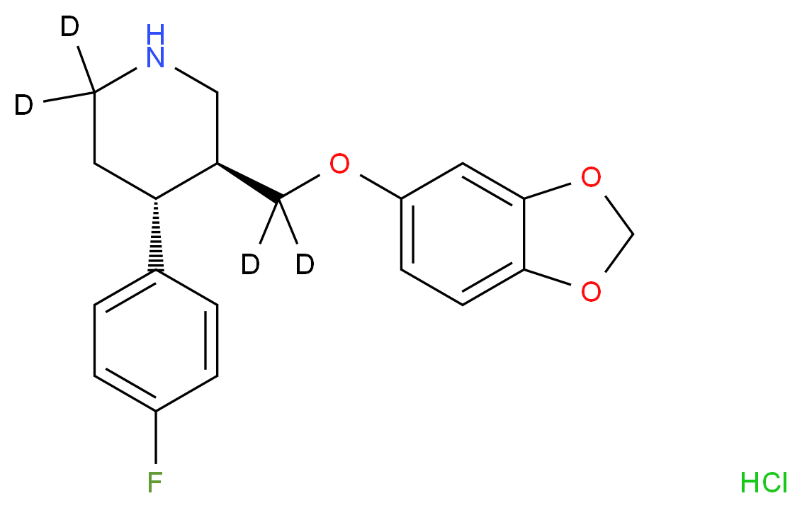 (3S,4R)-3-[(2H-1,3-benzodioxol-5-yloxy)(<sup>2</sup>H<sub>2</sub>)methyl]-4-(4-fluorophenyl)(6,6-<sup>2</sup>H<sub>2</sub>)piperidine hydrochloride_分子结构_CAS_1217753-24-6