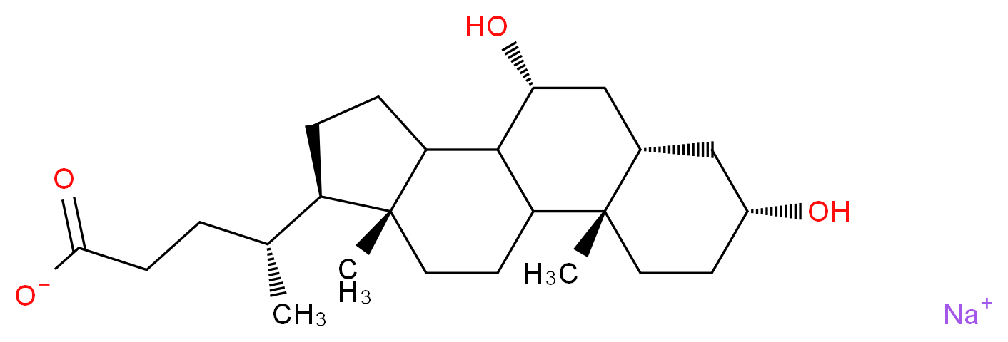 sodium (4R)-4-[(2S,5R,7S,9R,14R,15R)-5,9-dihydroxy-2,15-dimethyltetracyclo[8.7.0.0<sup>2</sup>,<sup>7</sup>.0<sup>1</sup><sup>1</sup>,<sup>1</sup><sup>5</sup>]heptadecan-14-yl]pentanoate_分子结构_CAS_206986-87-0