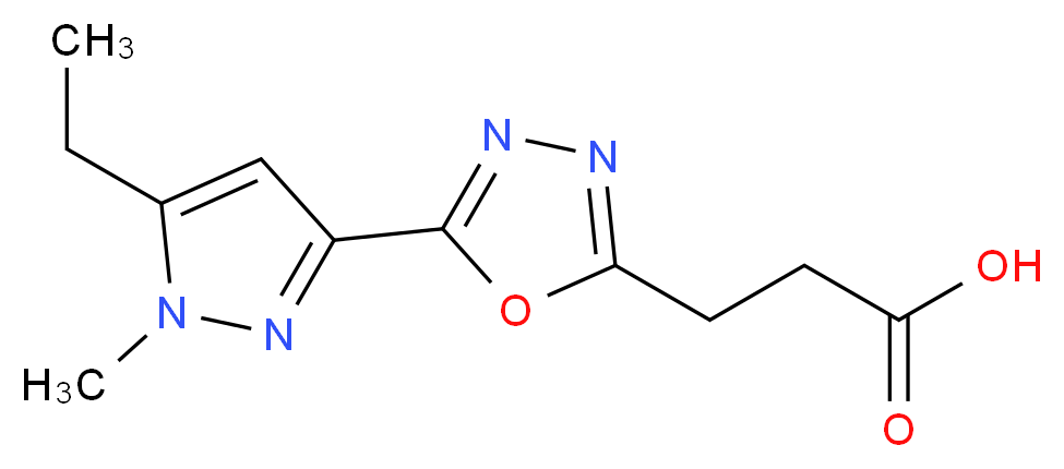 3-[5-(5-Ethyl-1-methyl-1H-pyrazol-3-yl)-1,3,4-oxadiazol-2-yl]propanoic acid_分子结构_CAS_)