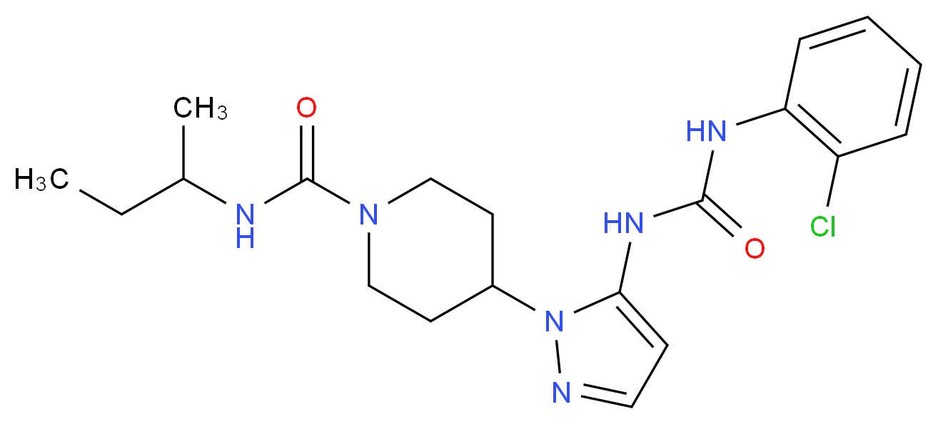 N-(sec-butyl)-4-[5-({[(2-chlorophenyl)amino]carbonyl}amino)-1H-pyrazol-1-yl]-1-piperidinecarboxamide_分子结构_CAS_)