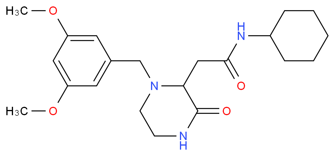 N-cyclohexyl-2-[1-(3,5-dimethoxybenzyl)-3-oxo-2-piperazinyl]acetamide_分子结构_CAS_)