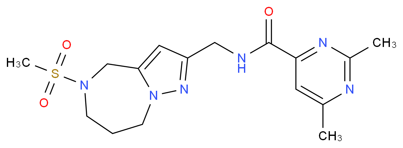 2,6-dimethyl-N-{[5-(methylsulfonyl)-5,6,7,8-tetrahydro-4H-pyrazolo[1,5-a][1,4]diazepin-2-yl]methyl}pyrimidine-4-carboxamide_分子结构_CAS_)