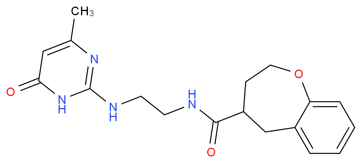 N-{2-[(4-methyl-6-oxo-1,6-dihydropyrimidin-2-yl)amino]ethyl}-2,3,4,5-tetrahydro-1-benzoxepine-4-carboxamide_分子结构_CAS_)