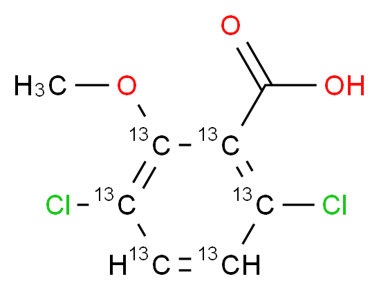 3,6-dichloro-2-methoxy(1,2,3,4,5,6-<sup>1</sup><sup>3</sup>C<sub>6</sub>)benzoic acid_分子结构_CAS_1173023-06-7