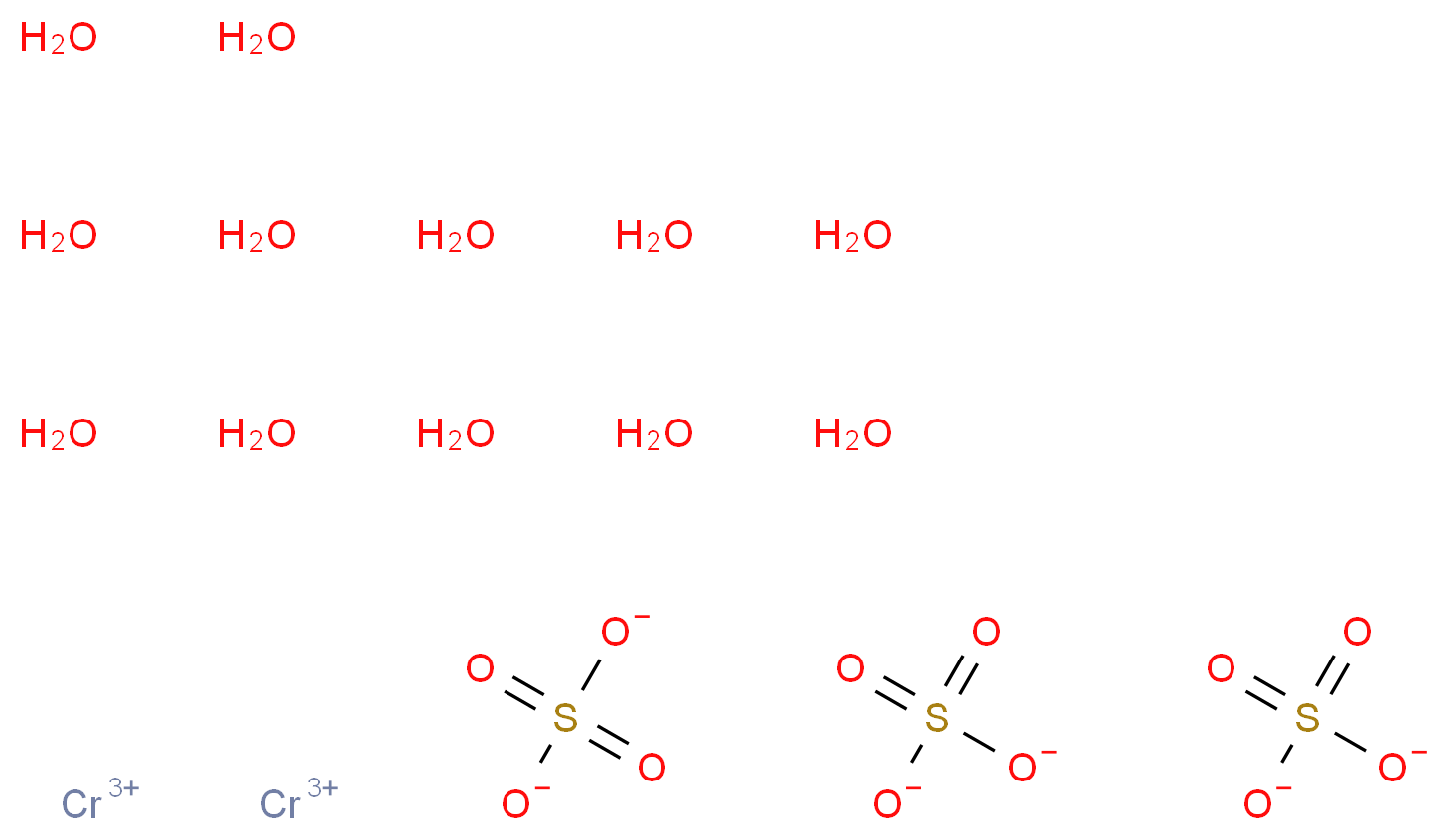 dichromium(3+) ion dodecahydrate trisulfate_分子结构_CAS_10101-53-8