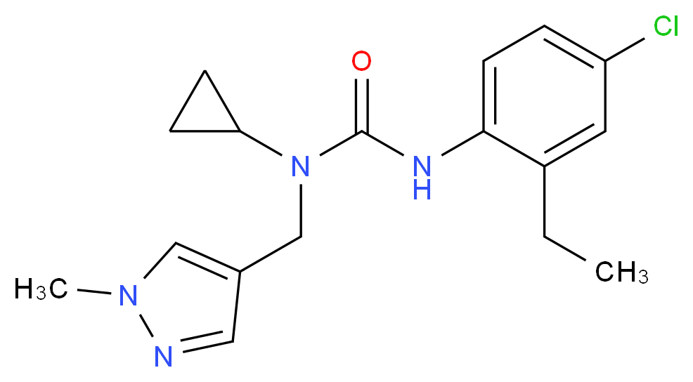 N'-(4-chloro-2-ethylphenyl)-N-cyclopropyl-N-[(1-methyl-1H-pyrazol-4-yl)methyl]urea_分子结构_CAS_)