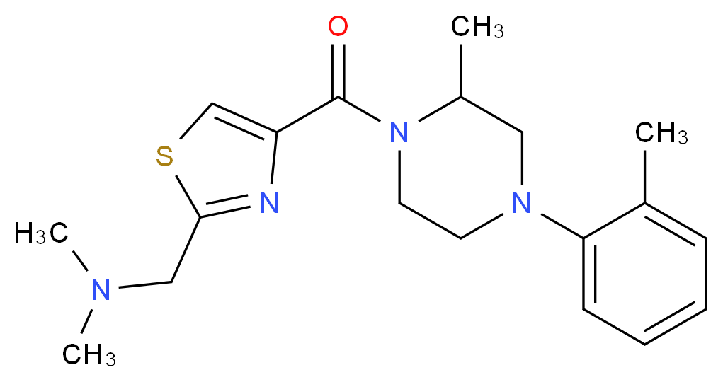 N,N-dimethyl-1-(4-{[2-methyl-4-(2-methylphenyl)-1-piperazinyl]carbonyl}-1,3-thiazol-2-yl)methanamine_分子结构_CAS_)